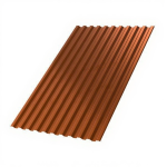 Профлист С-21 AGNETA Copper медный перелив, имитация полированной меди, двустороннее покрытие, мелковолновый профиль 21 мм, сталь 0,5 мм